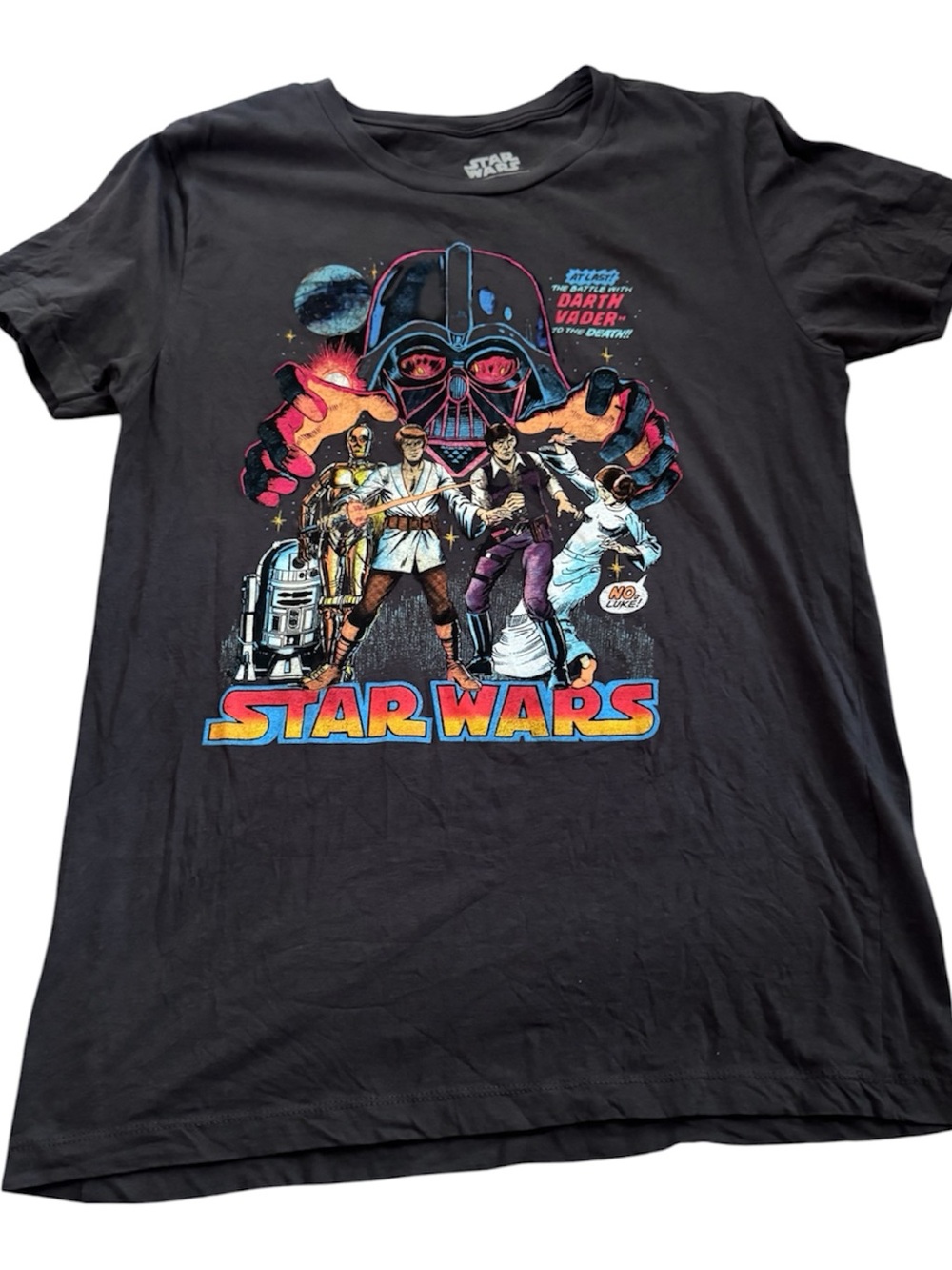 Star Wars Black Tee with Multicolor Retro Crew Graphic